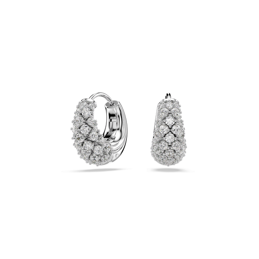 Sublima earrings, White, Rhodium plated