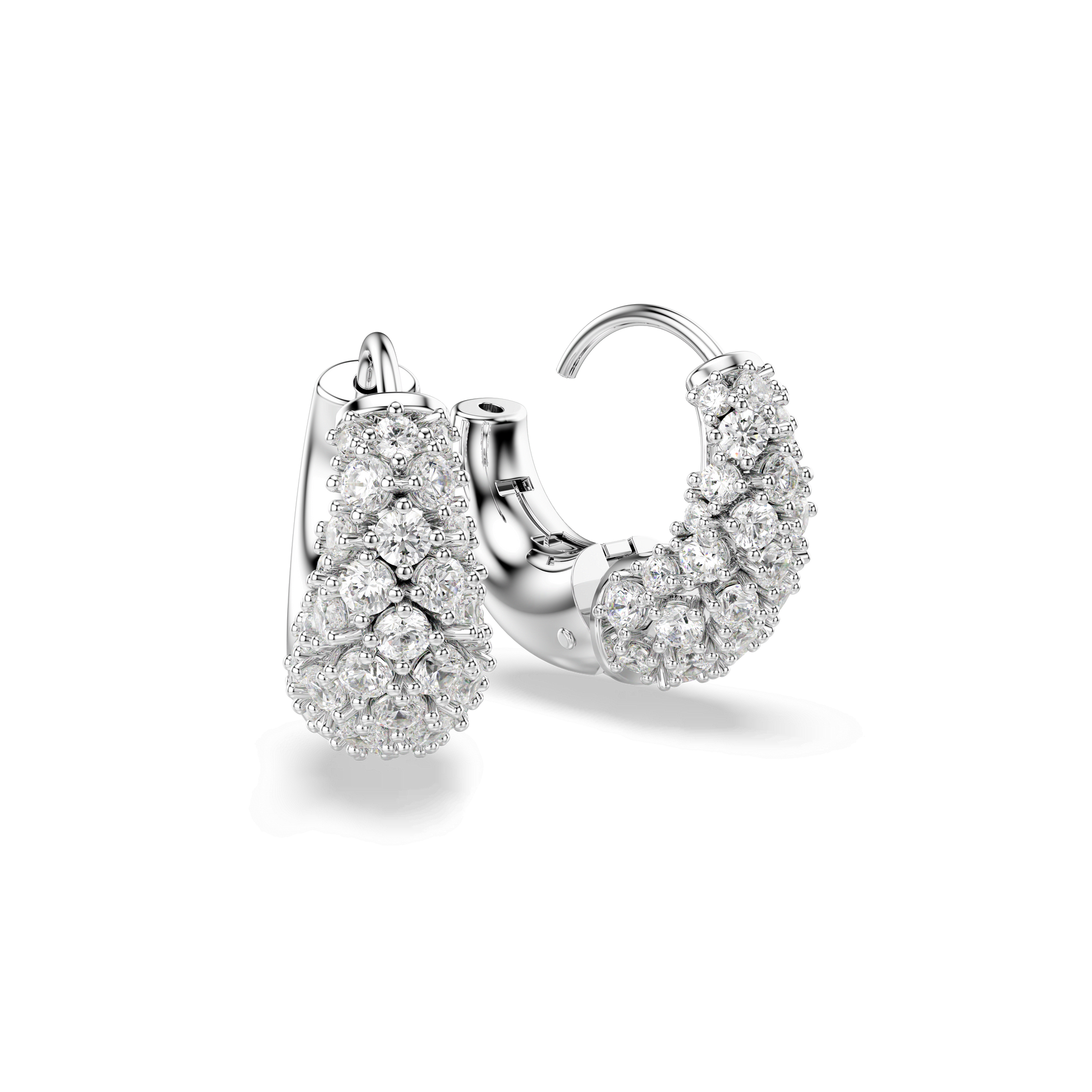 Sublima earrings, White, Rhodium plated