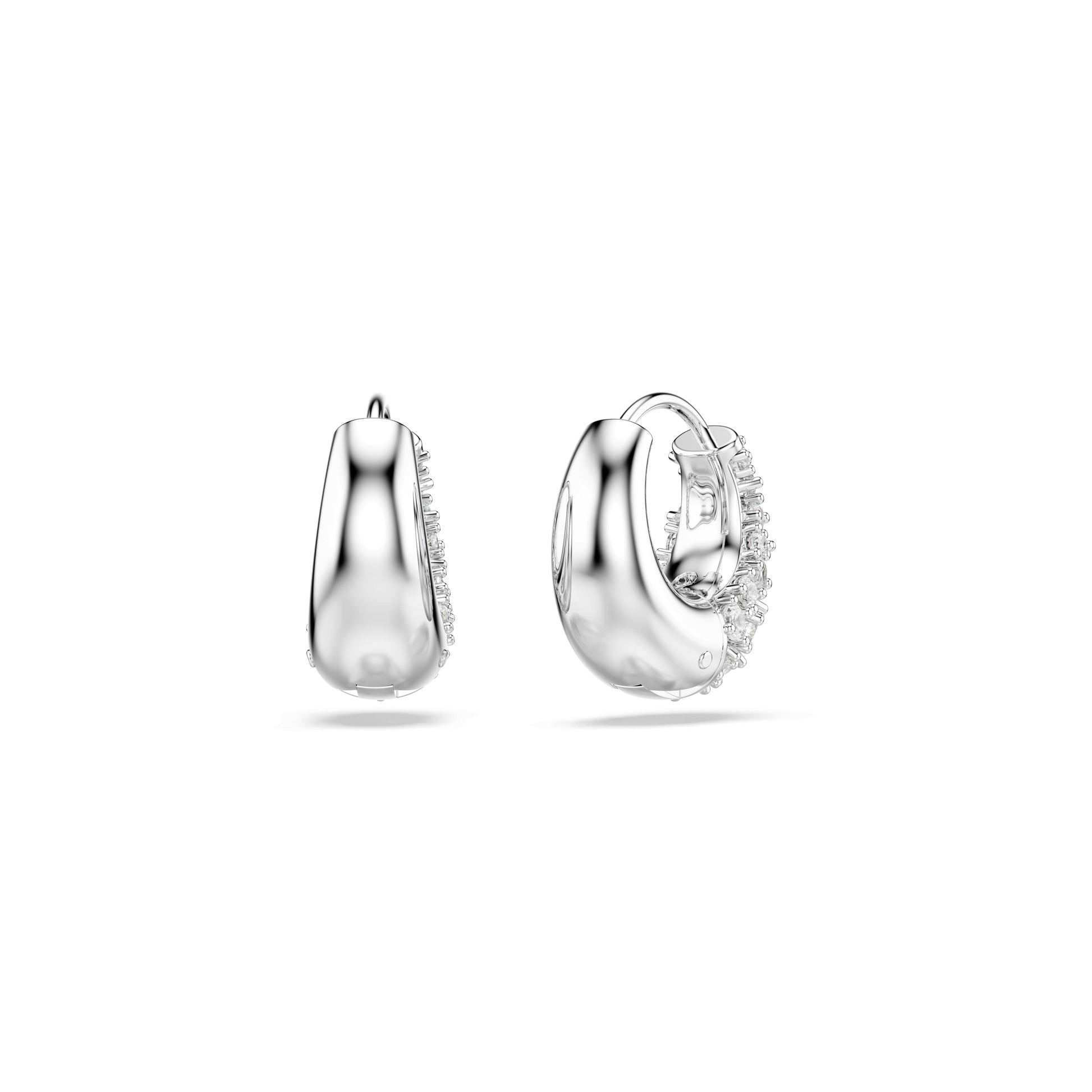 Sublima earrings, White, Rhodium plated