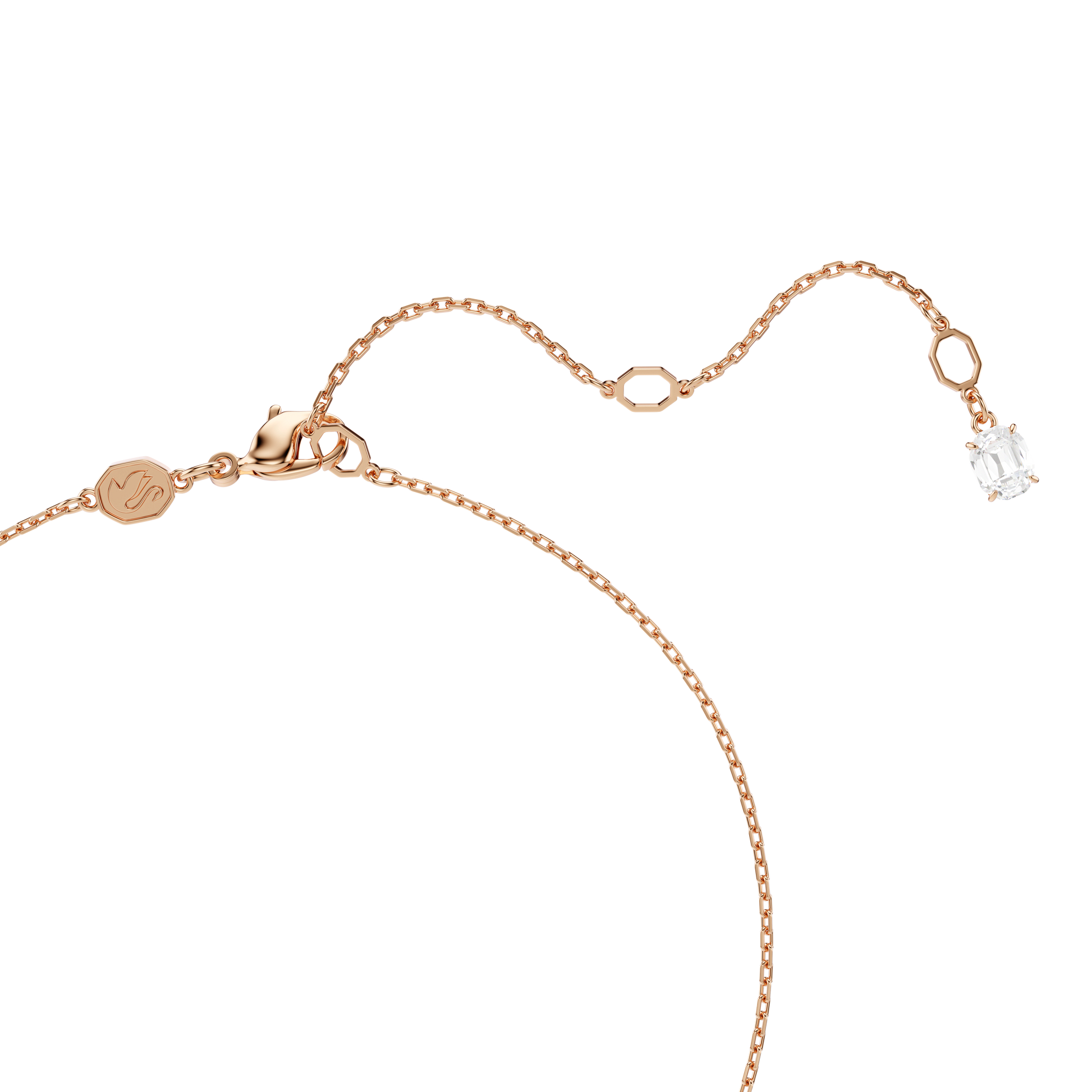 Swan pendant, Mixed cuts, Swan, Pink, 18K rose gold finish