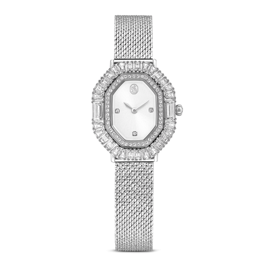 Matrix octagon watch, Metal bracelet, Silver tone, Stainless steel