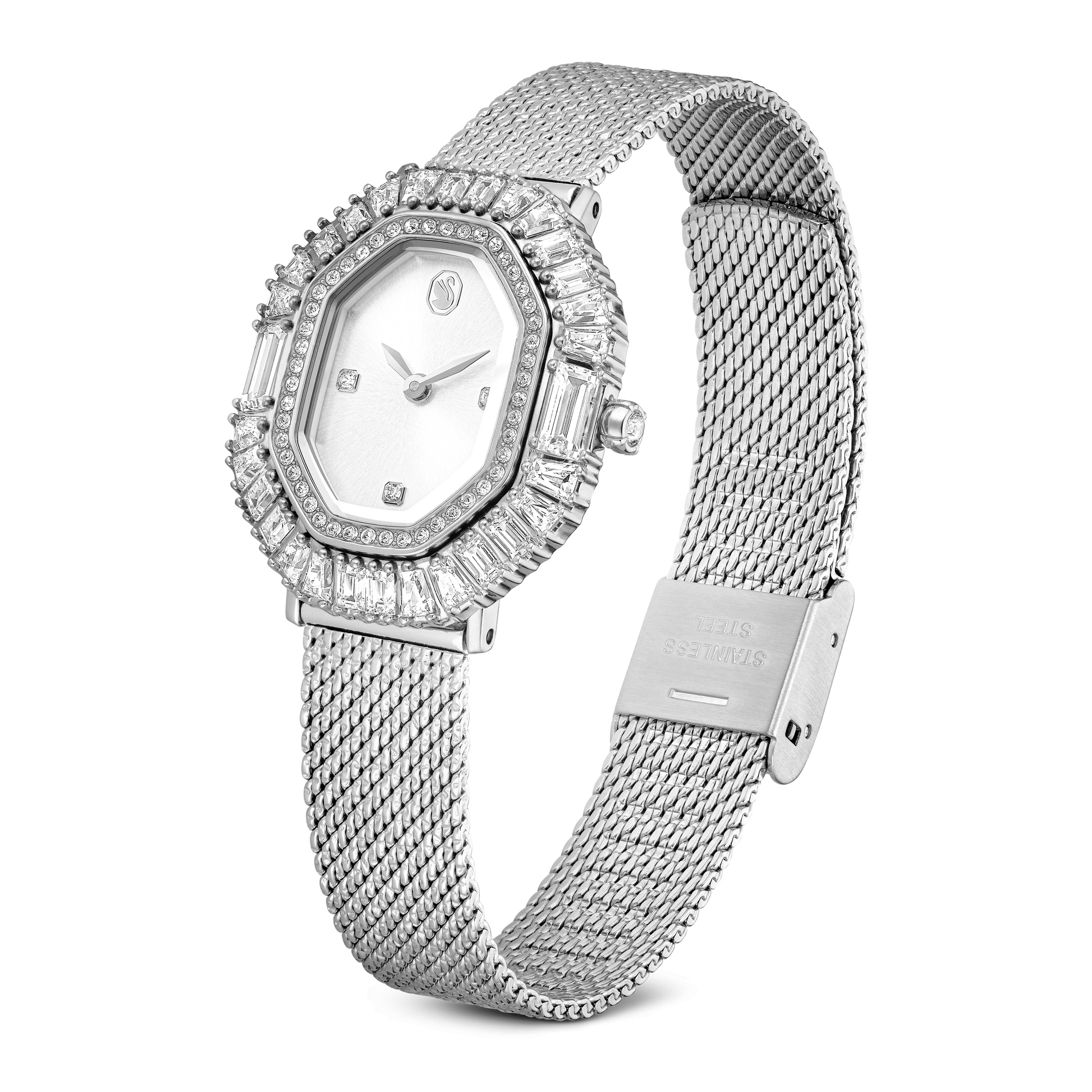Matrix octagon watch, Metal bracelet, Silver tone, Stainless steel