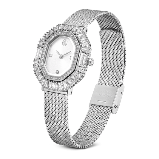 Matrix octagon watch, Metal bracelet, Silver tone, Stainless steel