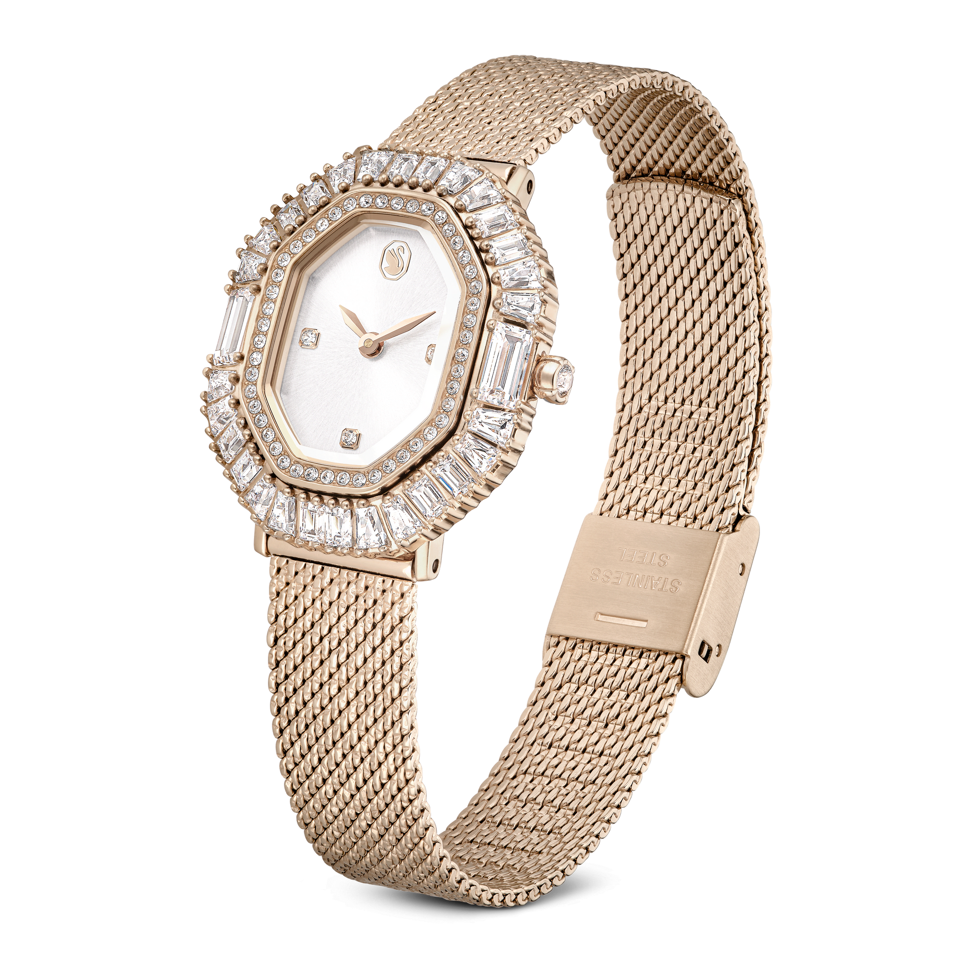 Matrix octagon watch, Metal bracelet, Gold tone, Champagne gold-tone finish