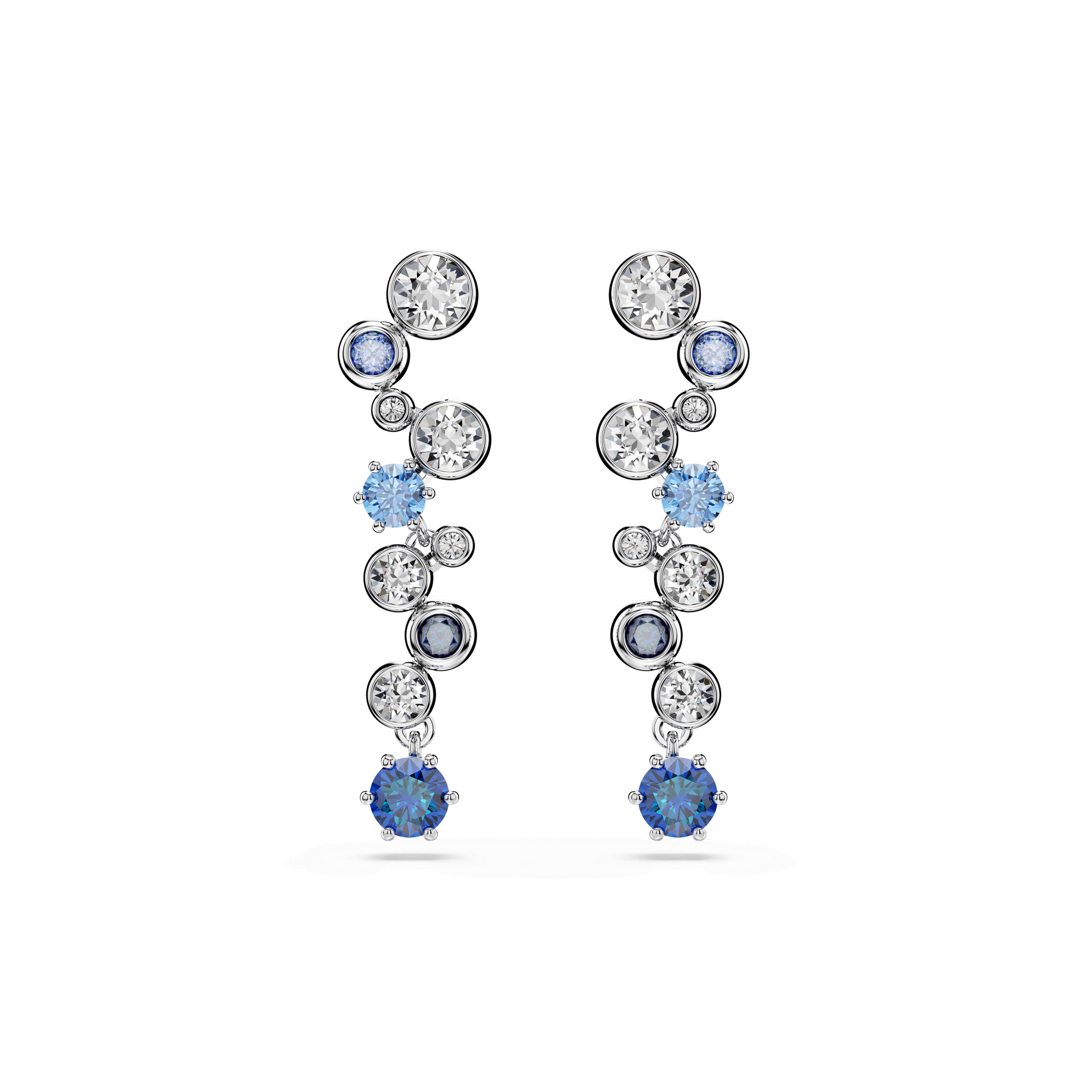 Constella drop earrings, Mixed cuts, Blue, Rhodium plated