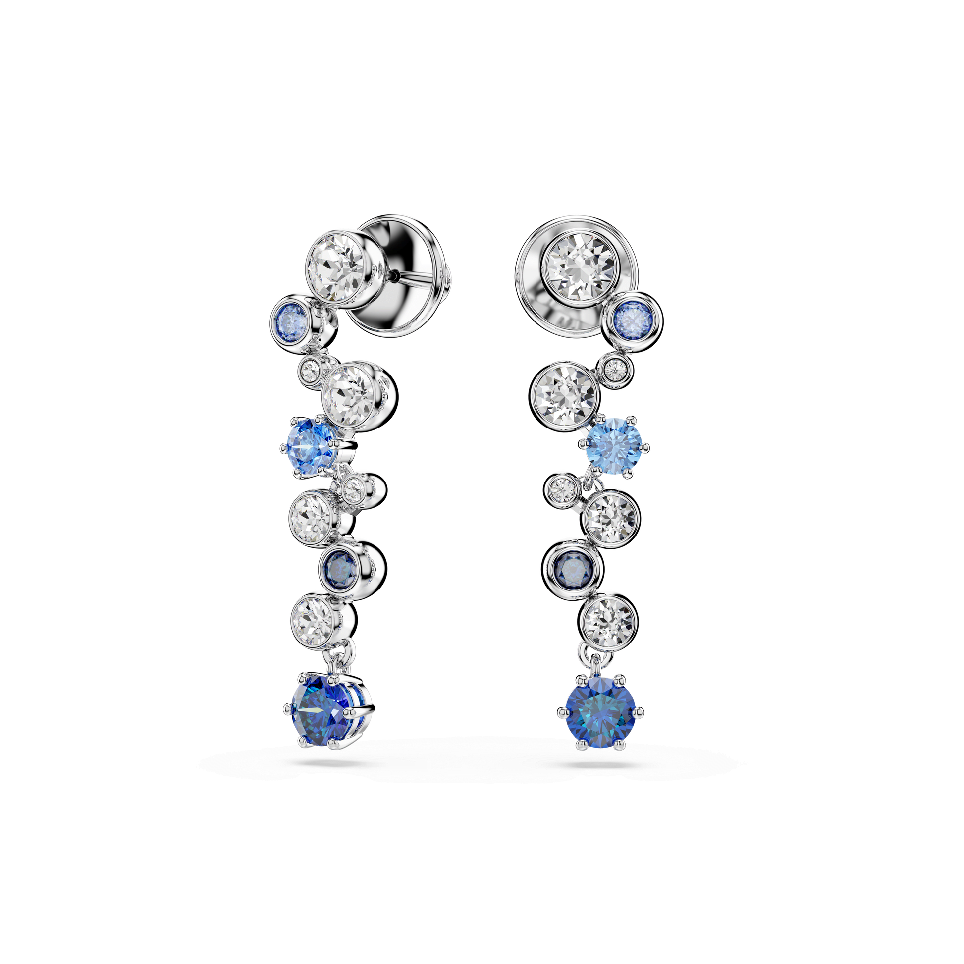 Constella drop earrings, Mixed cuts, Blue, Rhodium plated