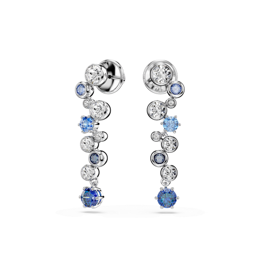 Constella drop earrings, Mixed cuts, Blue, Rhodium plated