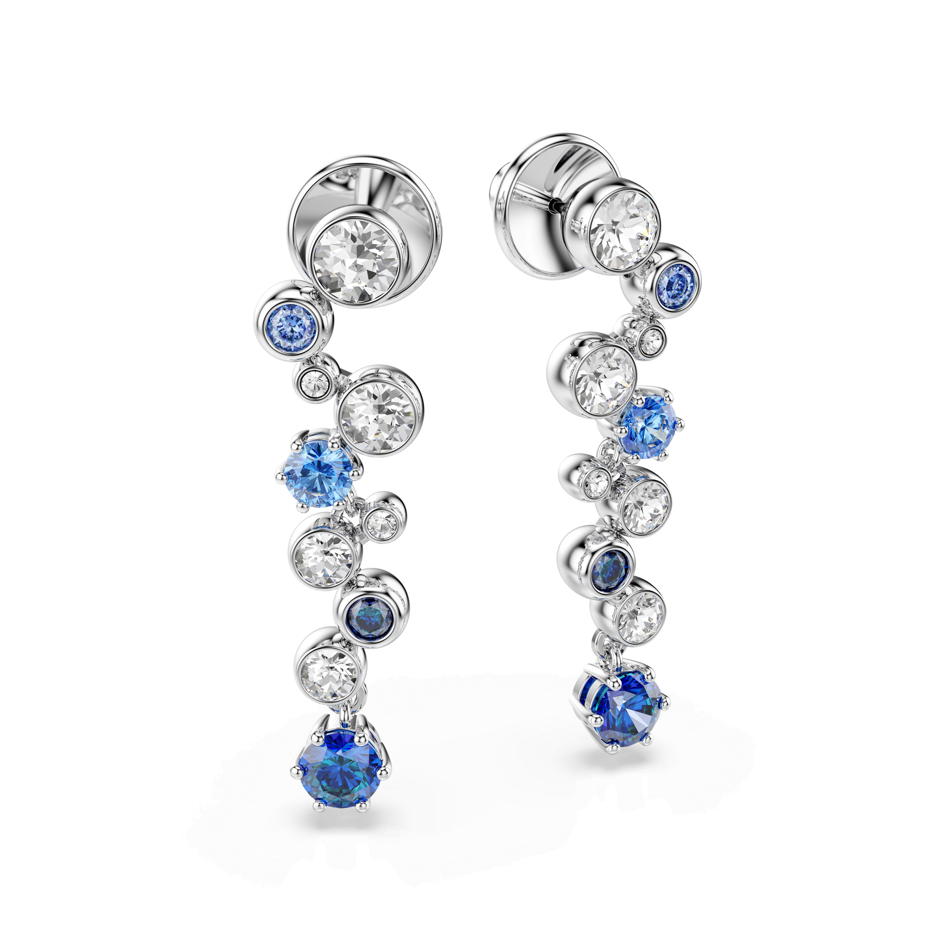Constella drop earrings, Mixed cuts, Blue, Rhodium plated