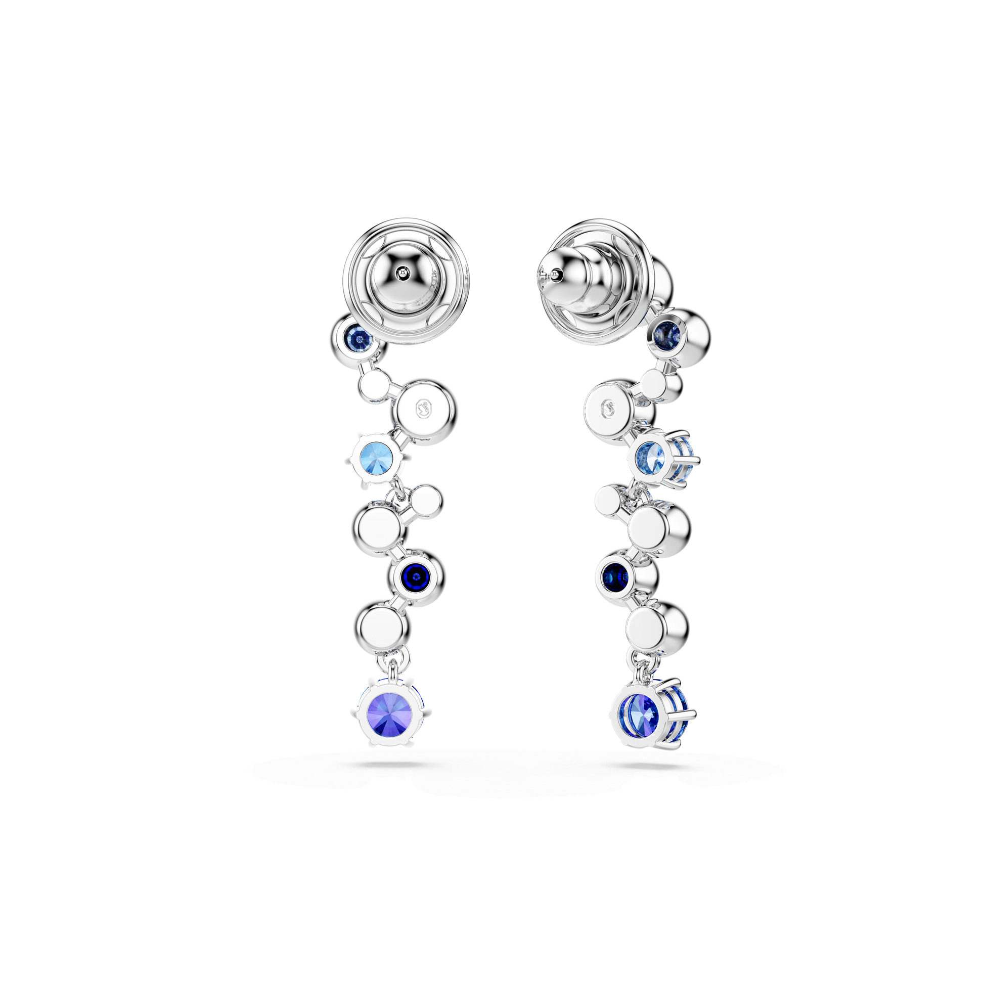 Constella drop earrings, Mixed cuts, Blue, Rhodium plated