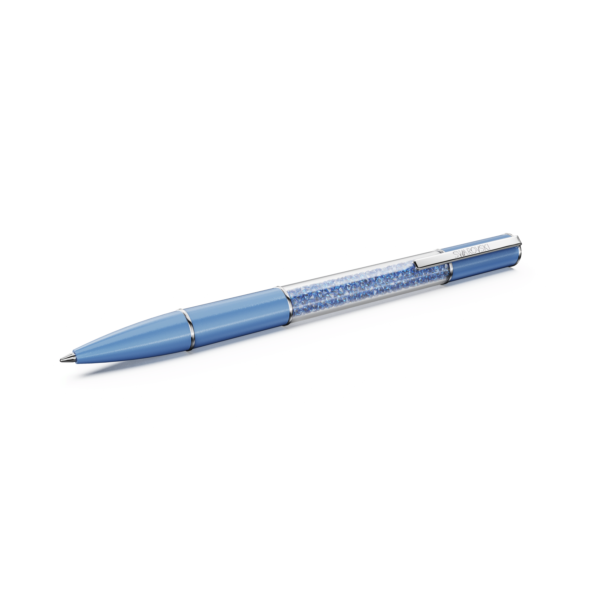 Crystalline ballpoint pen, ReCreated™ crystals, Blue, Blue lacquered, Chrome plated