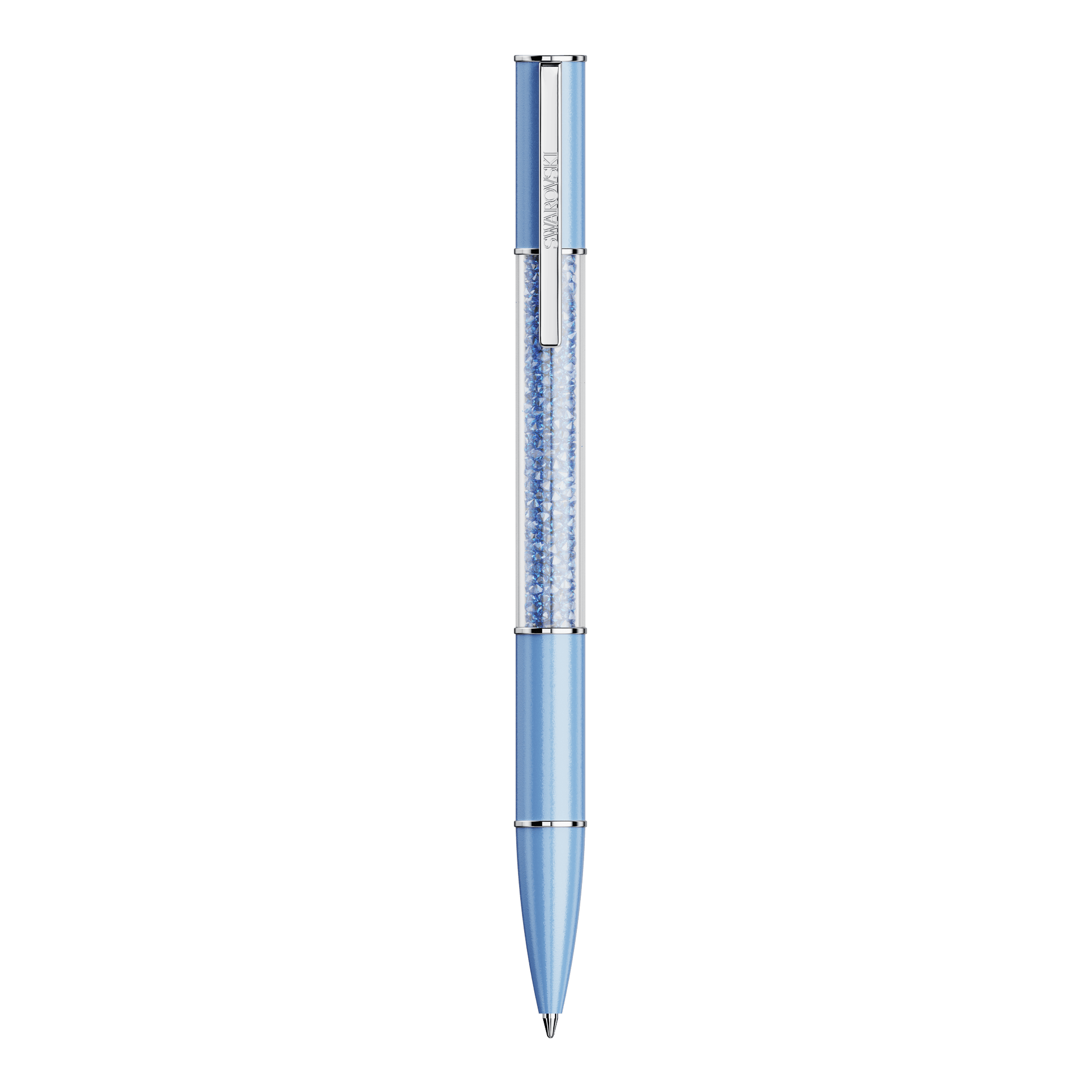 Crystalline ballpoint pen, ReCreated™ crystals, Blue, Blue lacquered, Chrome plated