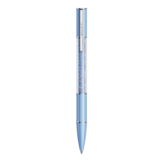 Crystalline ballpoint pen, ReCreated™ crystals, Blue, Blue lacquered, Chrome plated