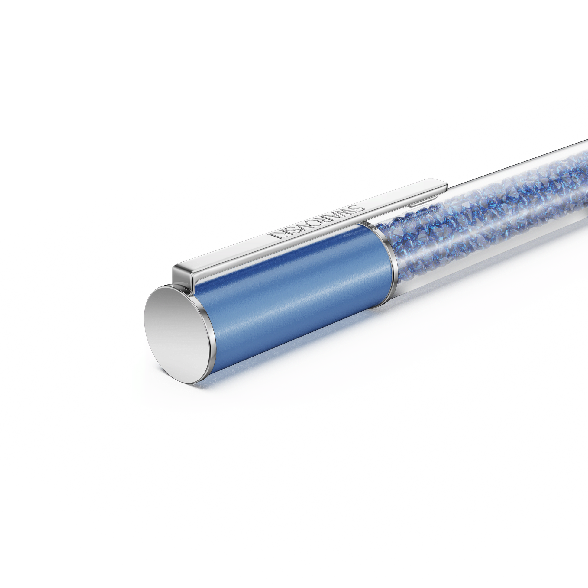 Crystalline ballpoint pen, ReCreated™ crystals, Blue, Blue lacquered, Chrome plated