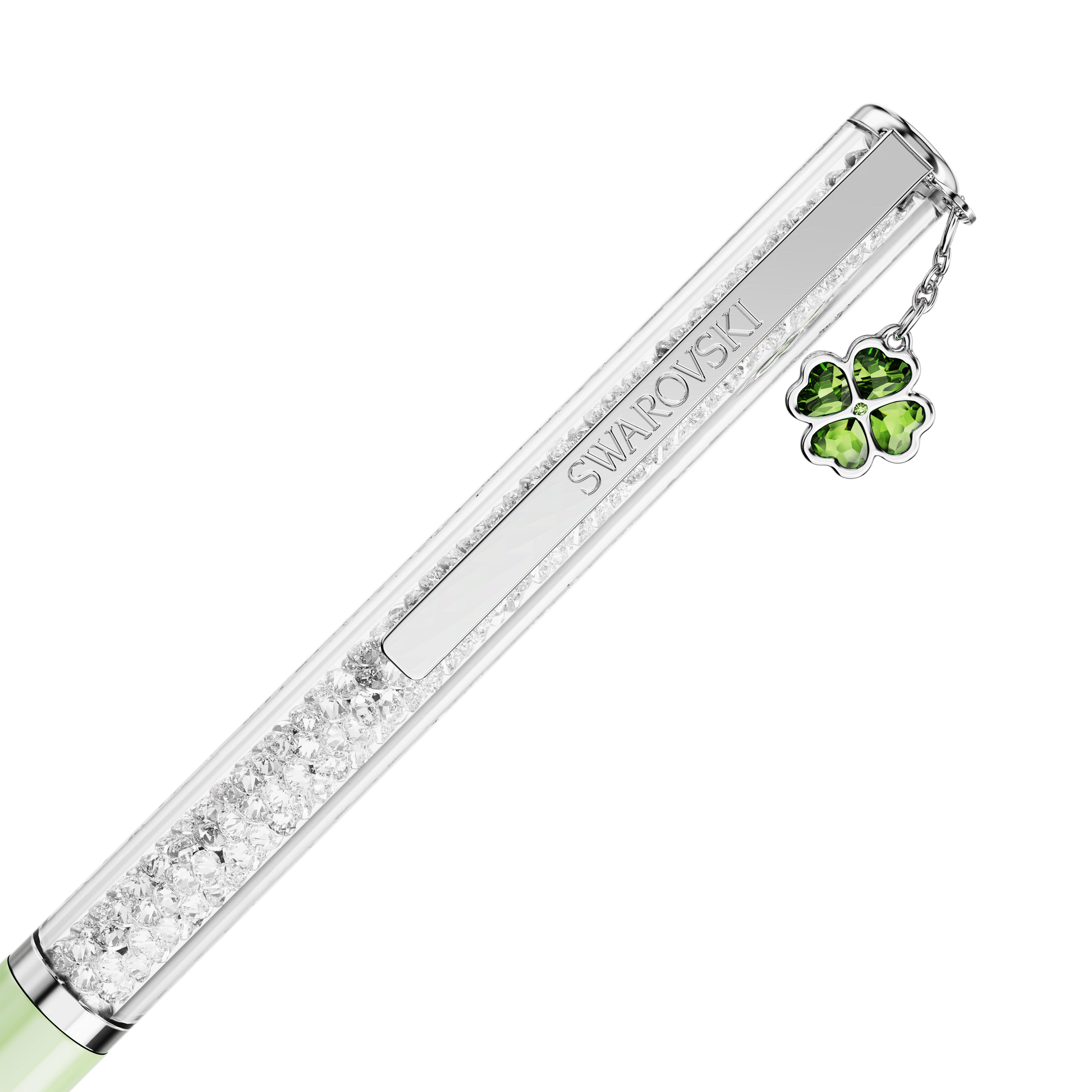 Crystalline ballpoint pen, Clover, Green, Green lacquered, Chrome plated