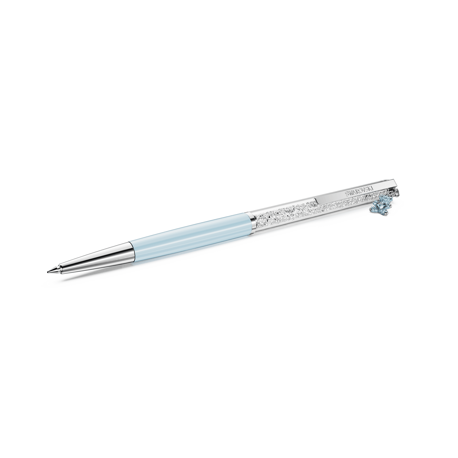 Crystalline ballpoint pen, Teddy, Blue, Blue lacquered, Chrome plated