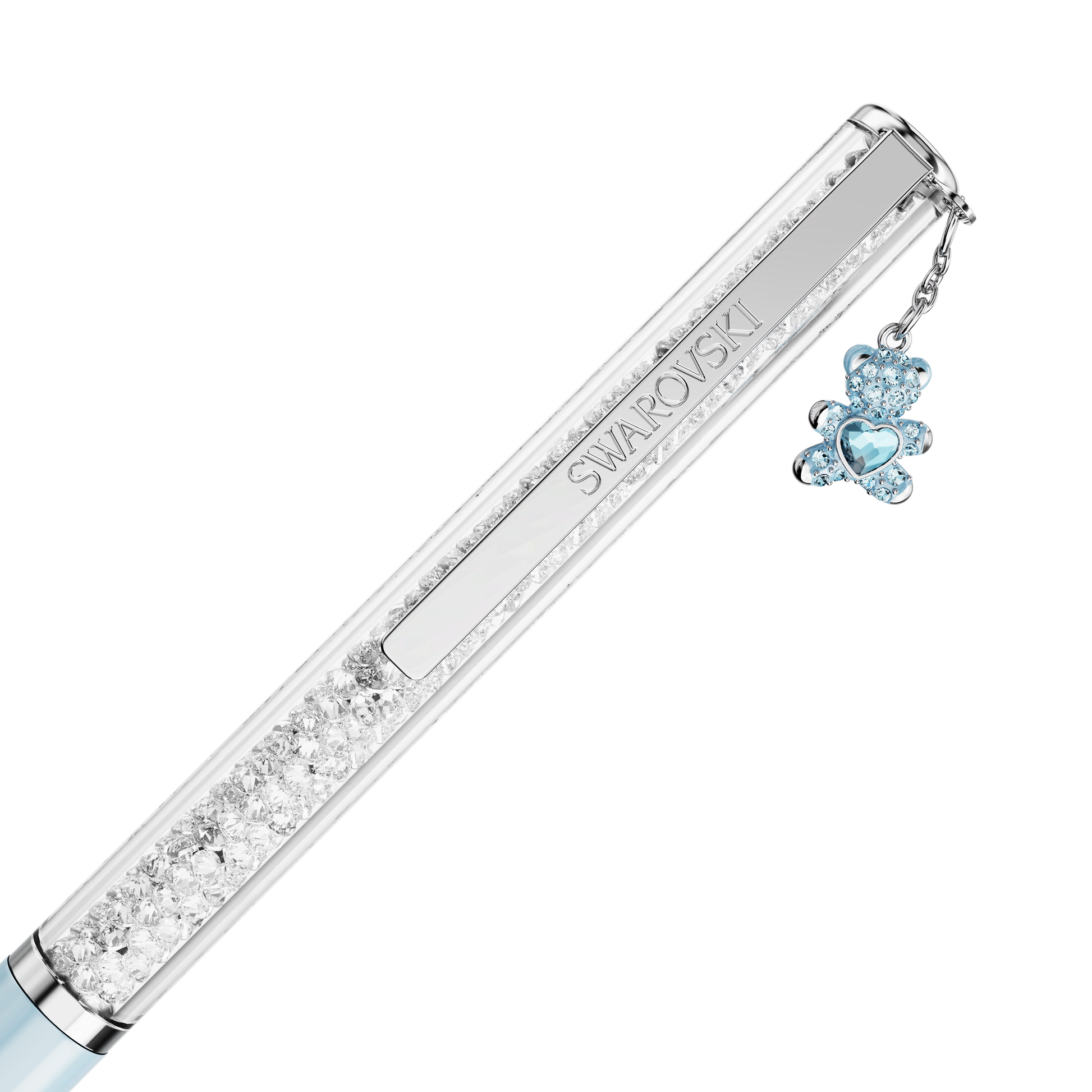 Crystalline ballpoint pen, Teddy, Blue, Blue lacquered, Chrome plated