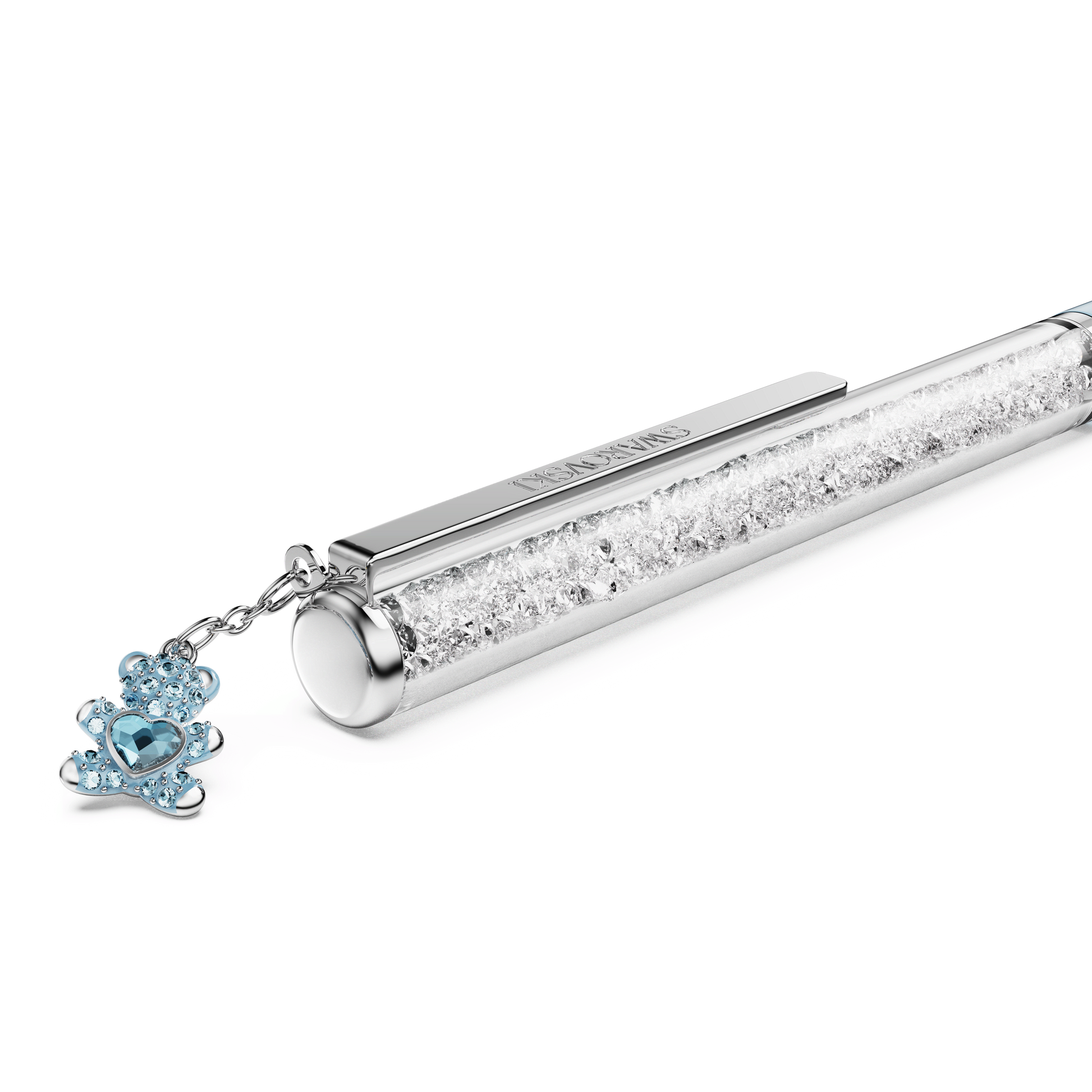 Crystalline ballpoint pen, Teddy, Blue, Blue lacquered, Chrome plated
