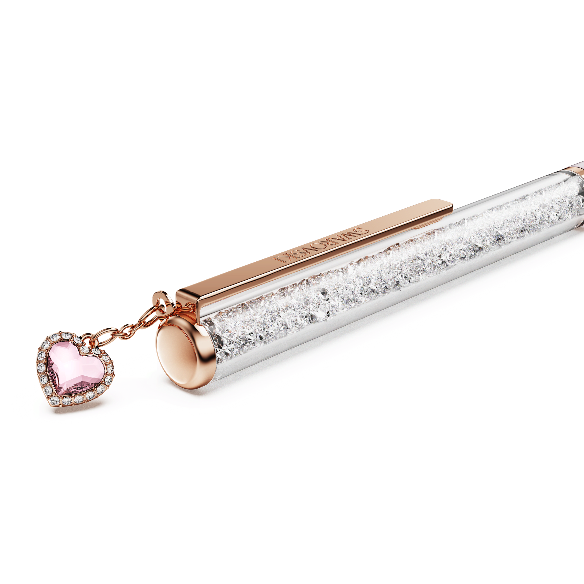 Crystalline ballpoint pen, Heart, Pink, Pink lacquered, Rose gold-tone plated