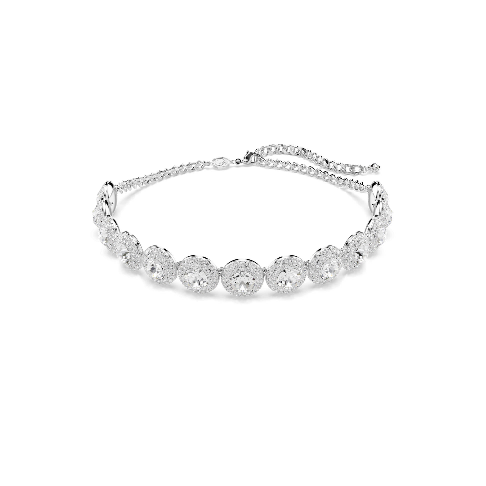 Una Angelic choker, White, Rhodium plated