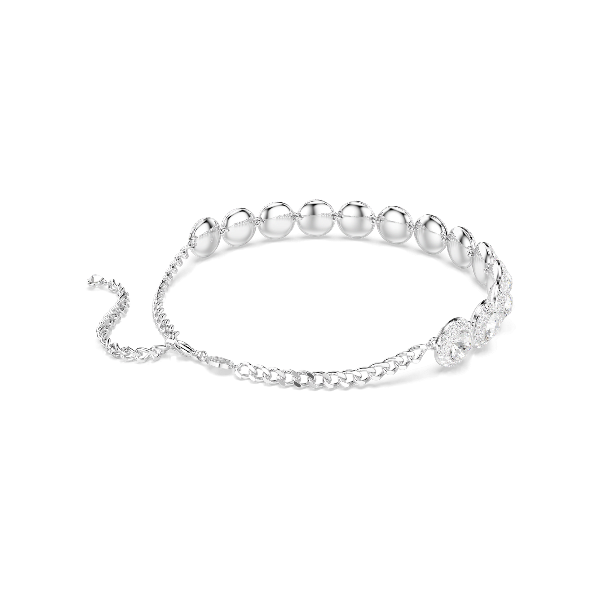 Una Angelic choker, White, Rhodium plated