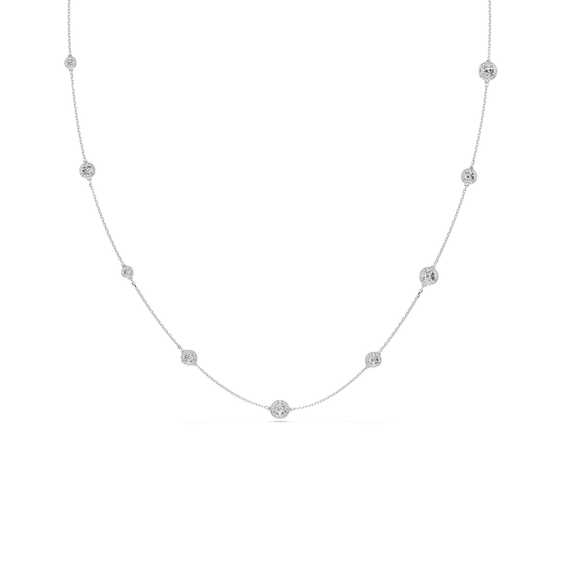 Una Angelic strandage, Round cut, White, Rhodium plated