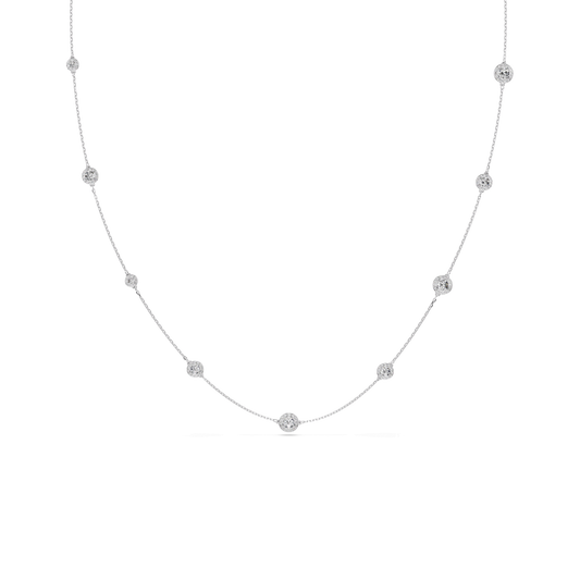 Una Angelic strandage, Round cut, White, Rhodium plated