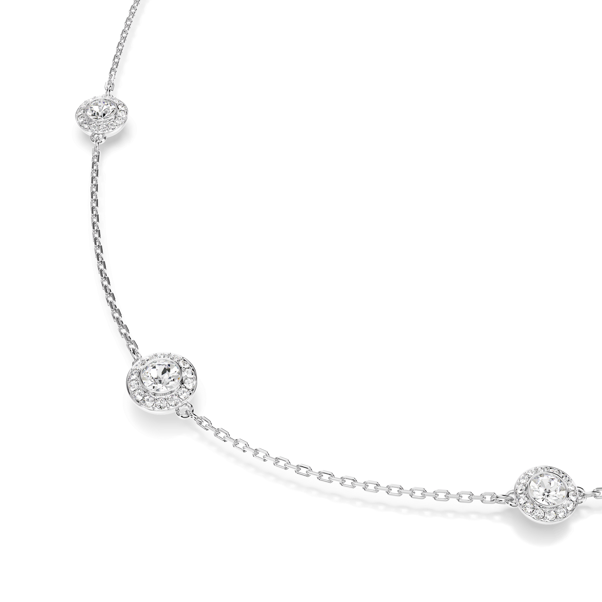 Una Angelic strandage, Round cut, White, Rhodium plated