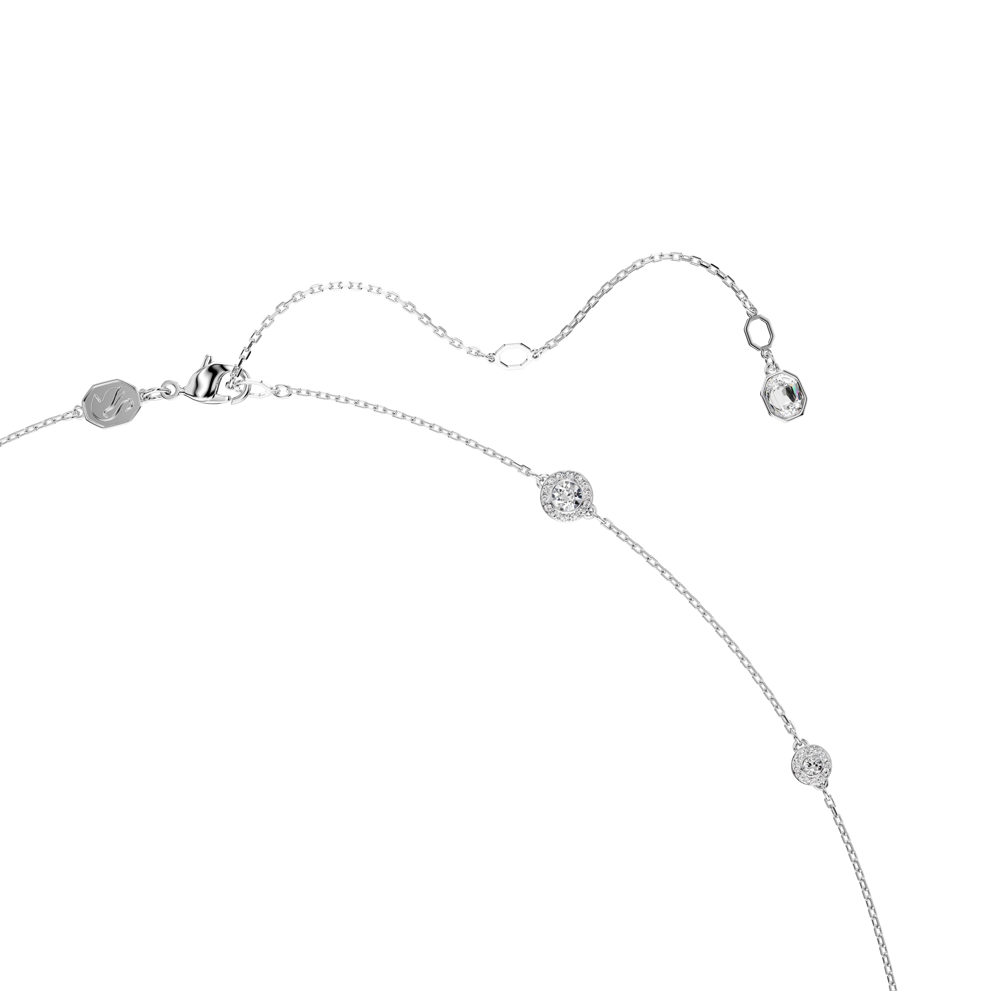 Una Angelic strandage, Round cut, White, Rhodium plated