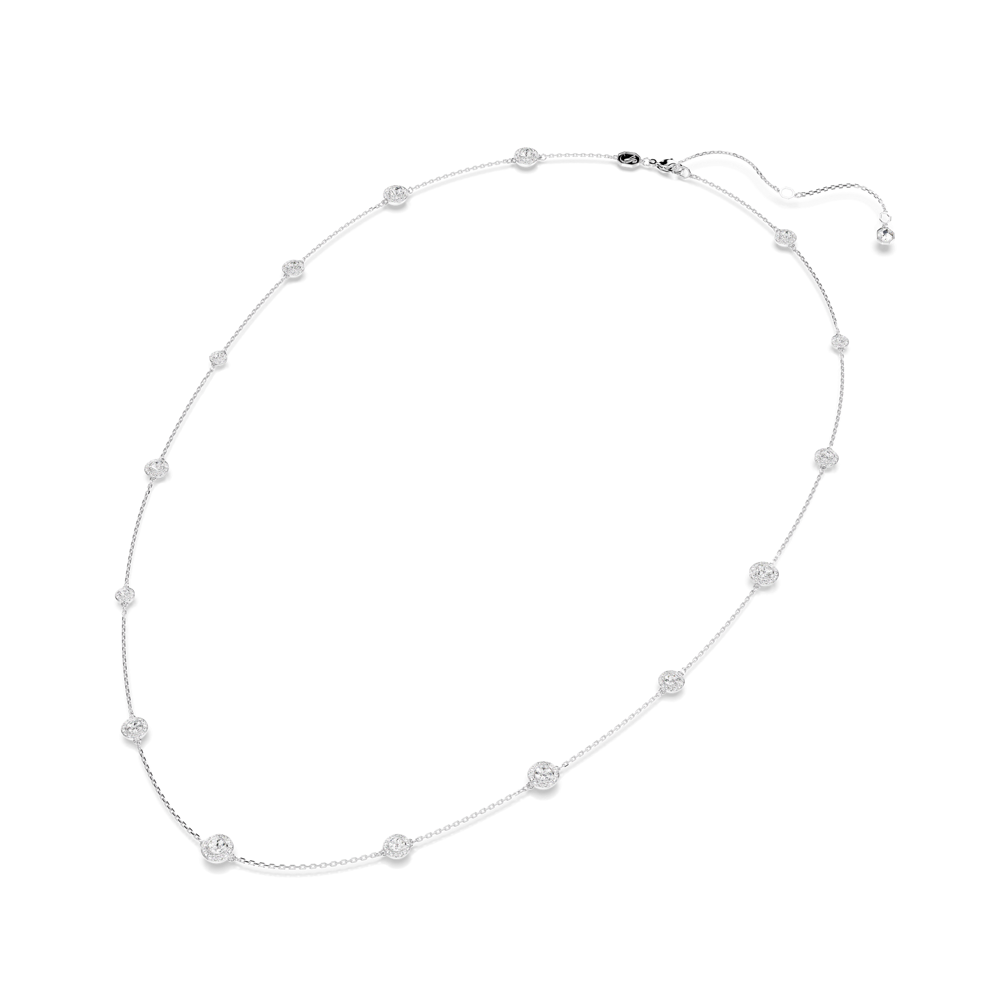 Una Angelic strandage, Round cut, White, Rhodium plated