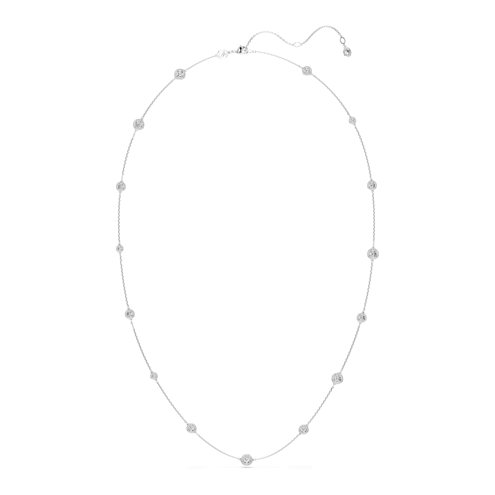 Una Angelic strandage, Round cut, White, Rhodium plated