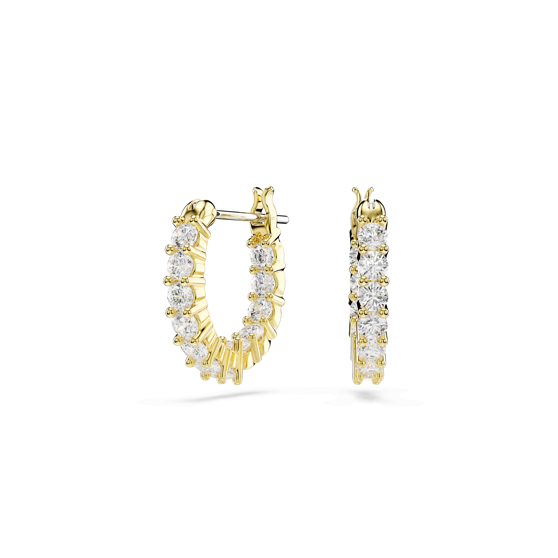 Matrix Vittore hoop earrings, Round cut, White, 18K gold finish
