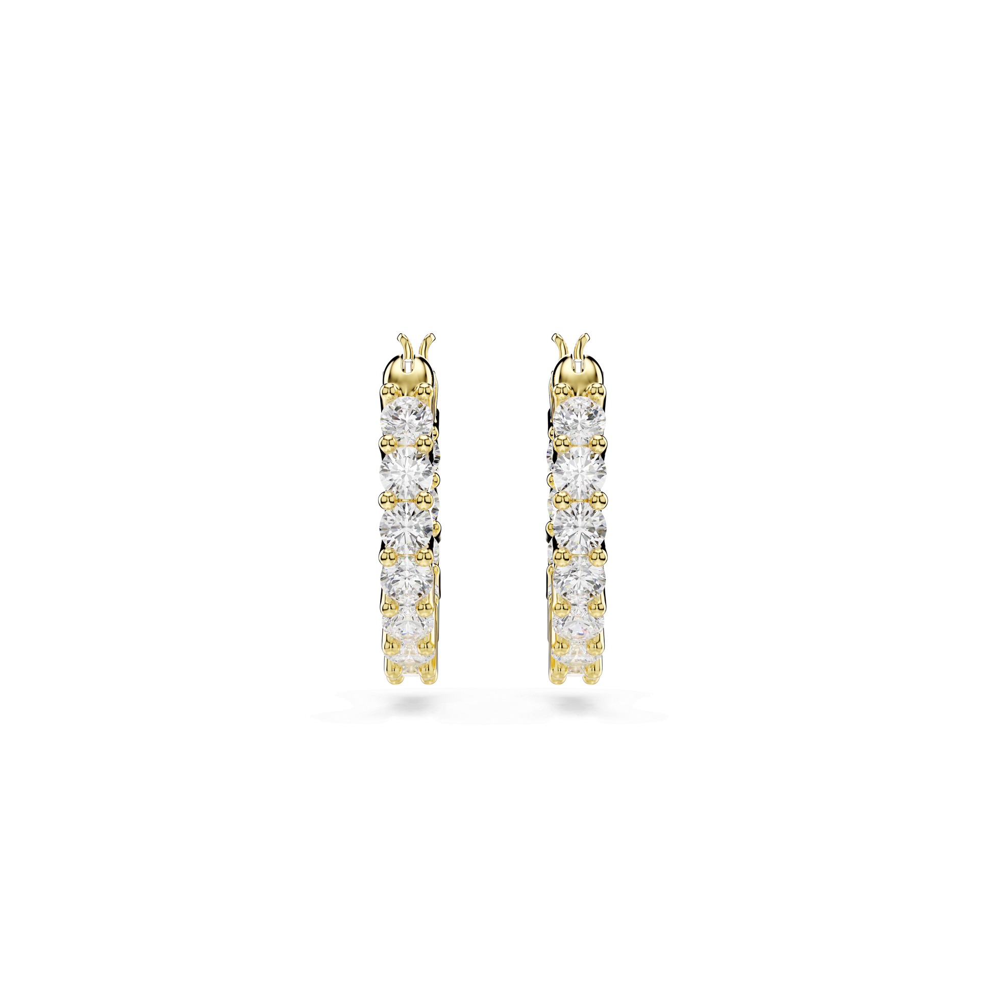 Matrix Vittore hoop earrings, Round cut, White, 18K gold finish
