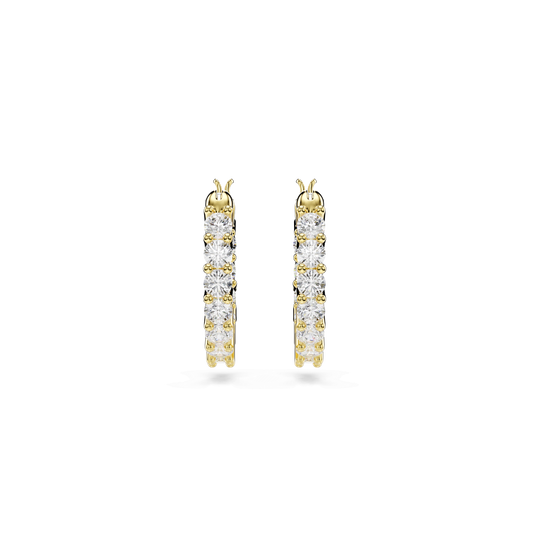 Matrix Vittore hoop earrings, Round cut, White, 18K gold finish