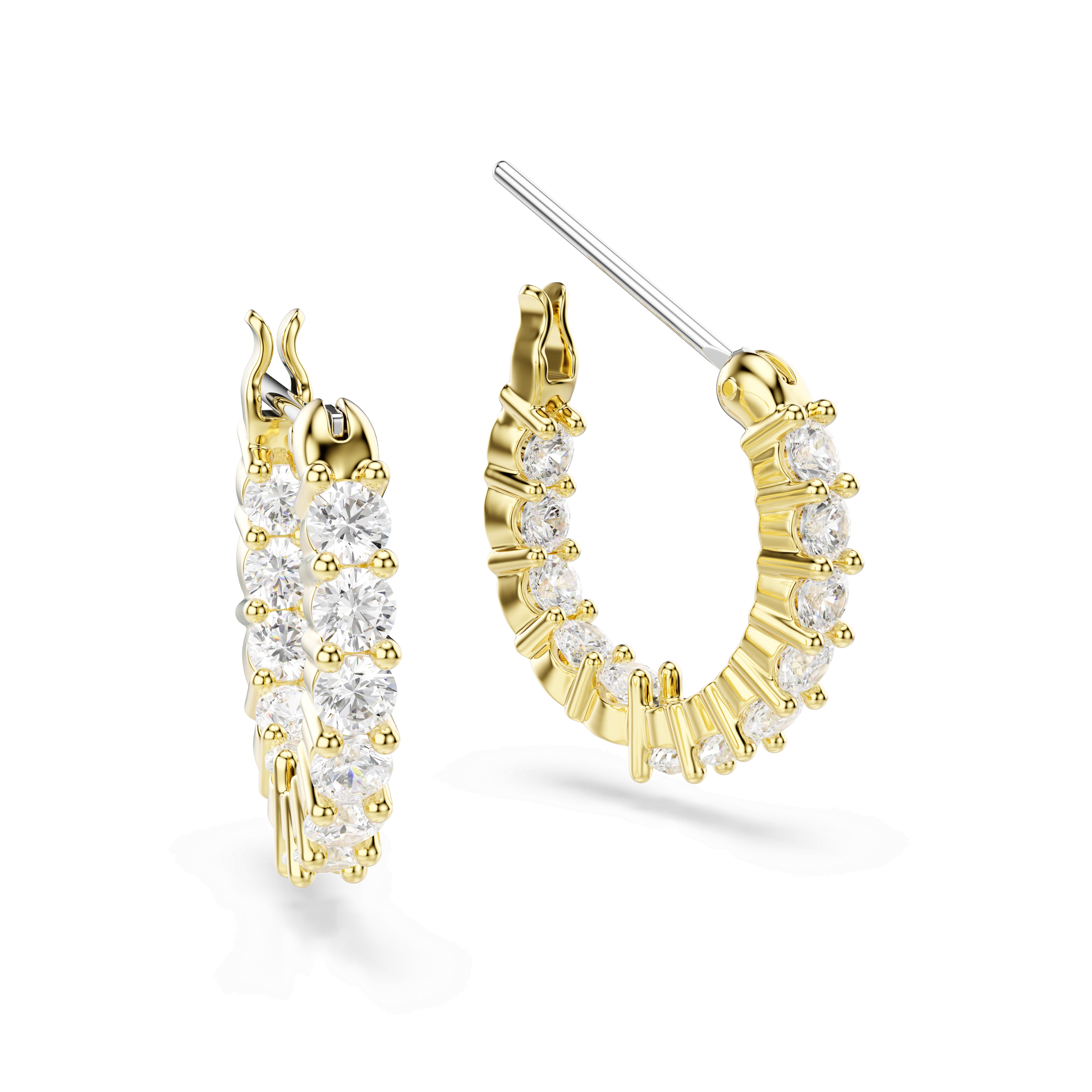 Matrix Vittore hoop earrings, Round cut, White, 18K gold finish
