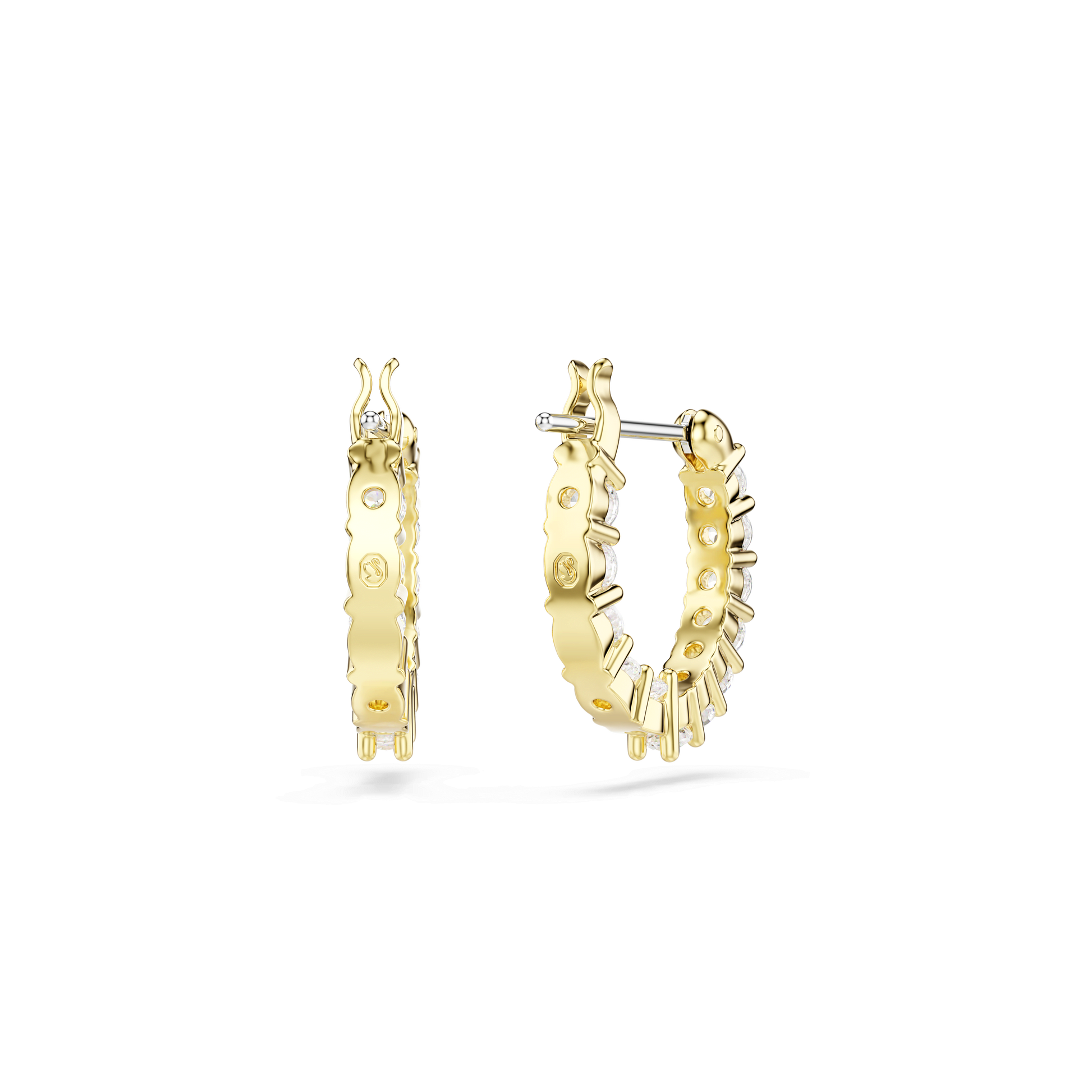 Matrix Vittore hoop earrings, Round cut, White, 18K gold finish