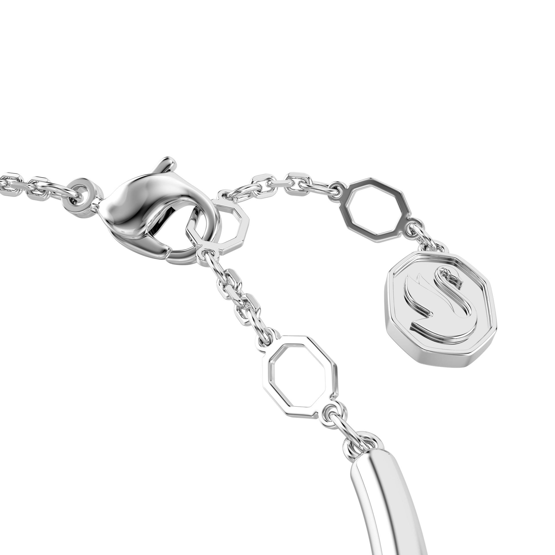 Dextera bangle, Round cut, White, Rhodium plated
