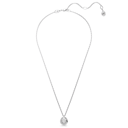 Dextera pendant, Round cut, White, Rhodium plated