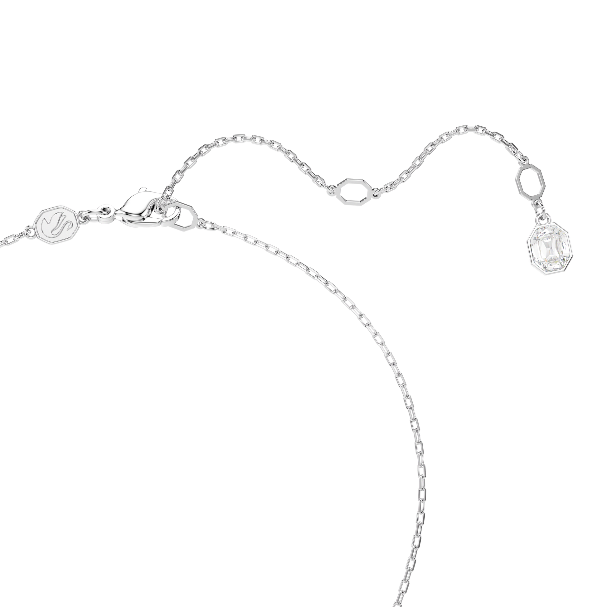 Dextera pendant, Round cut, White, Rhodium plated
