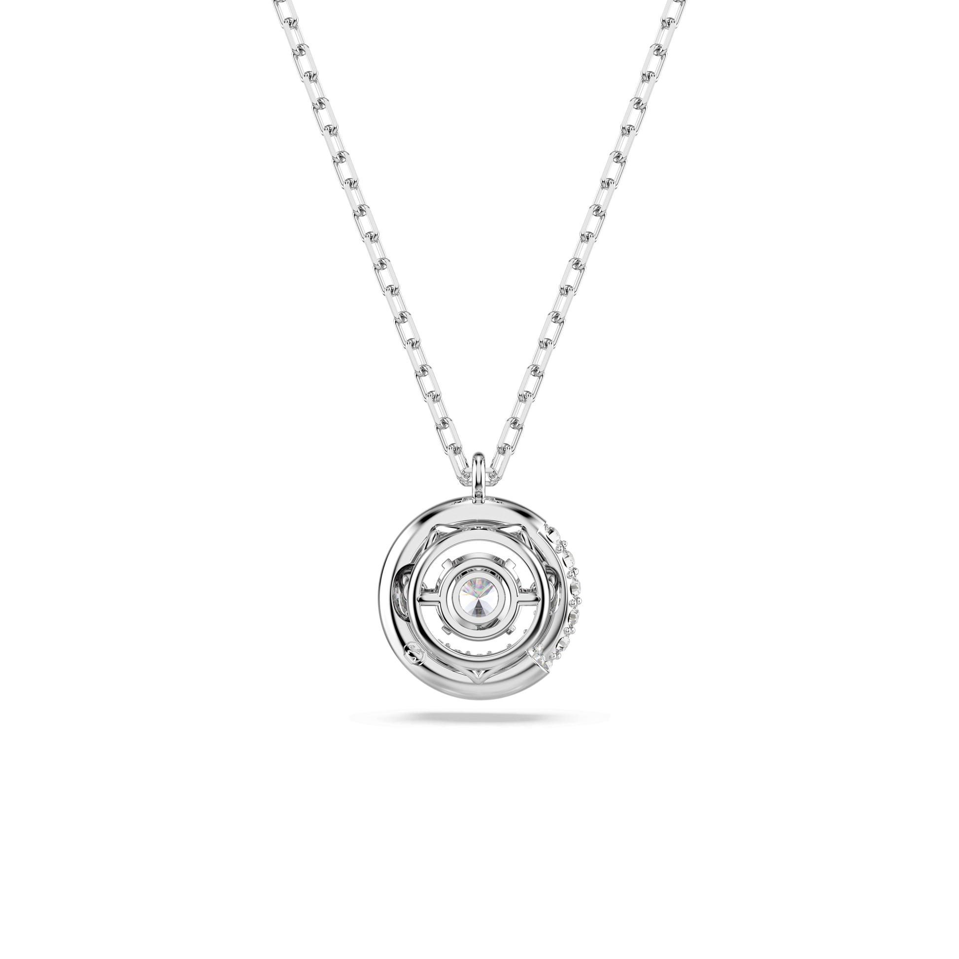 Dextera pendant, Round cut, White, Rhodium plated