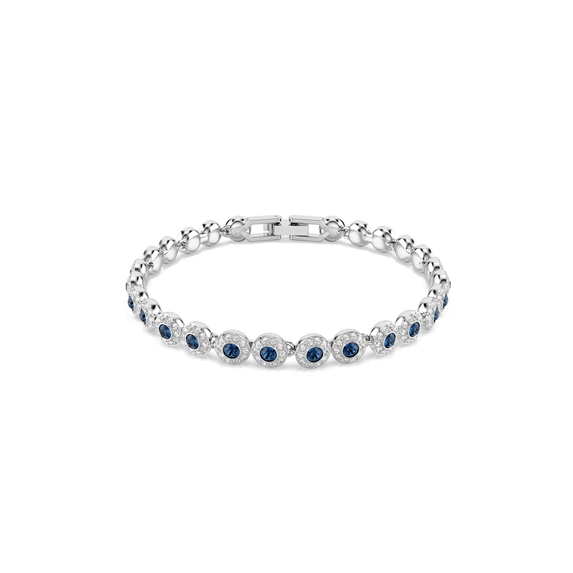 Una Angelic bracelet, Round cut, Blue, Rhodium plated