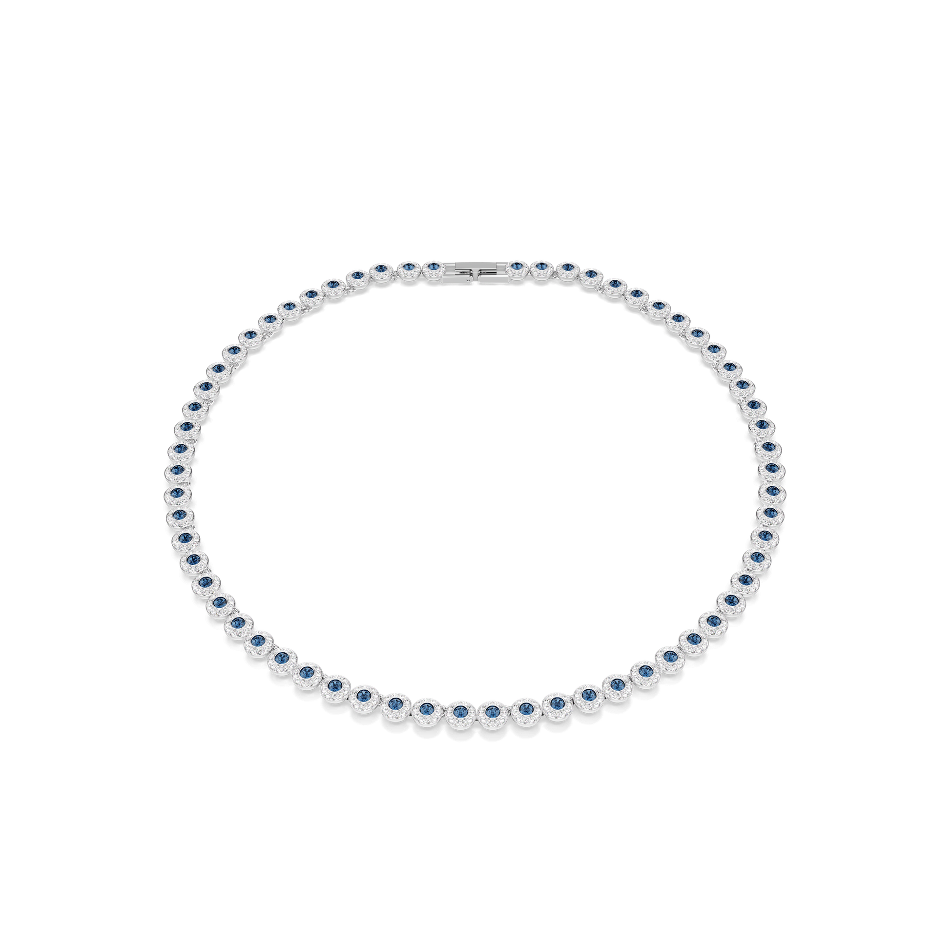 Una Angelic necklace, Round cut, Blue, Rhodium plated
