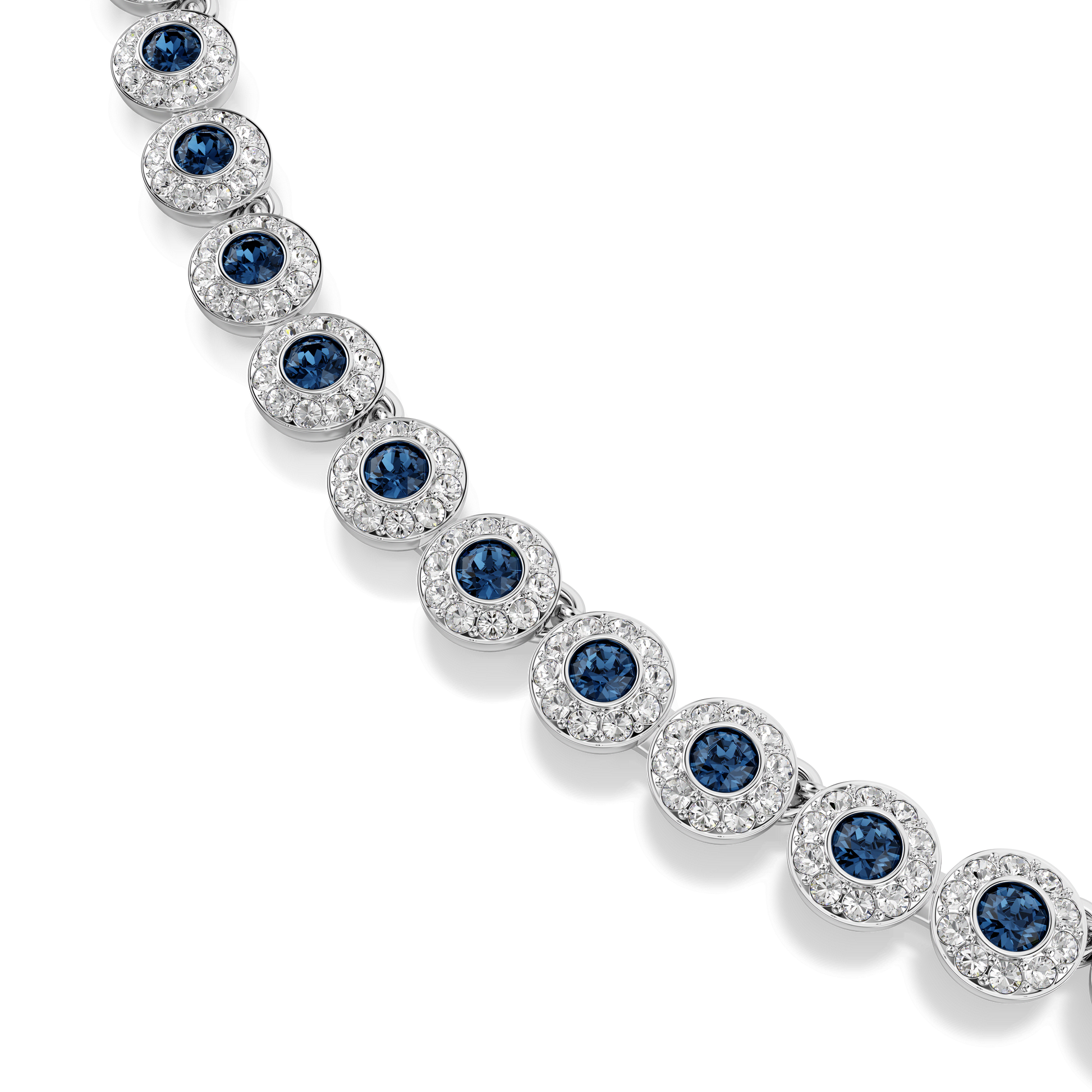 Una Angelic necklace, Round cut, Blue, Rhodium plated