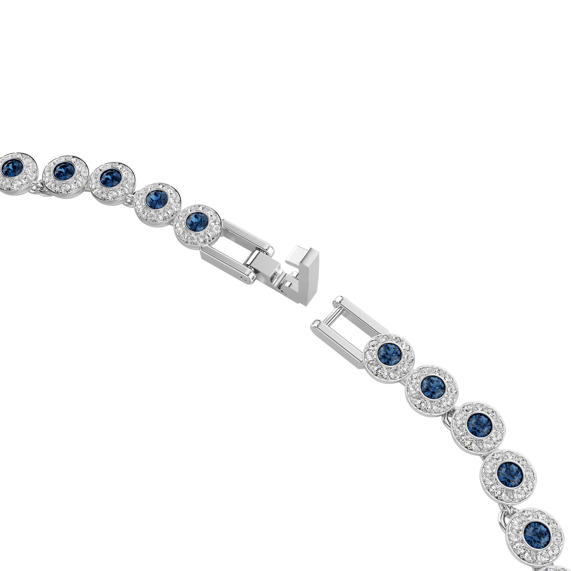 Una Angelic necklace, Round cut, Blue, Rhodium plated