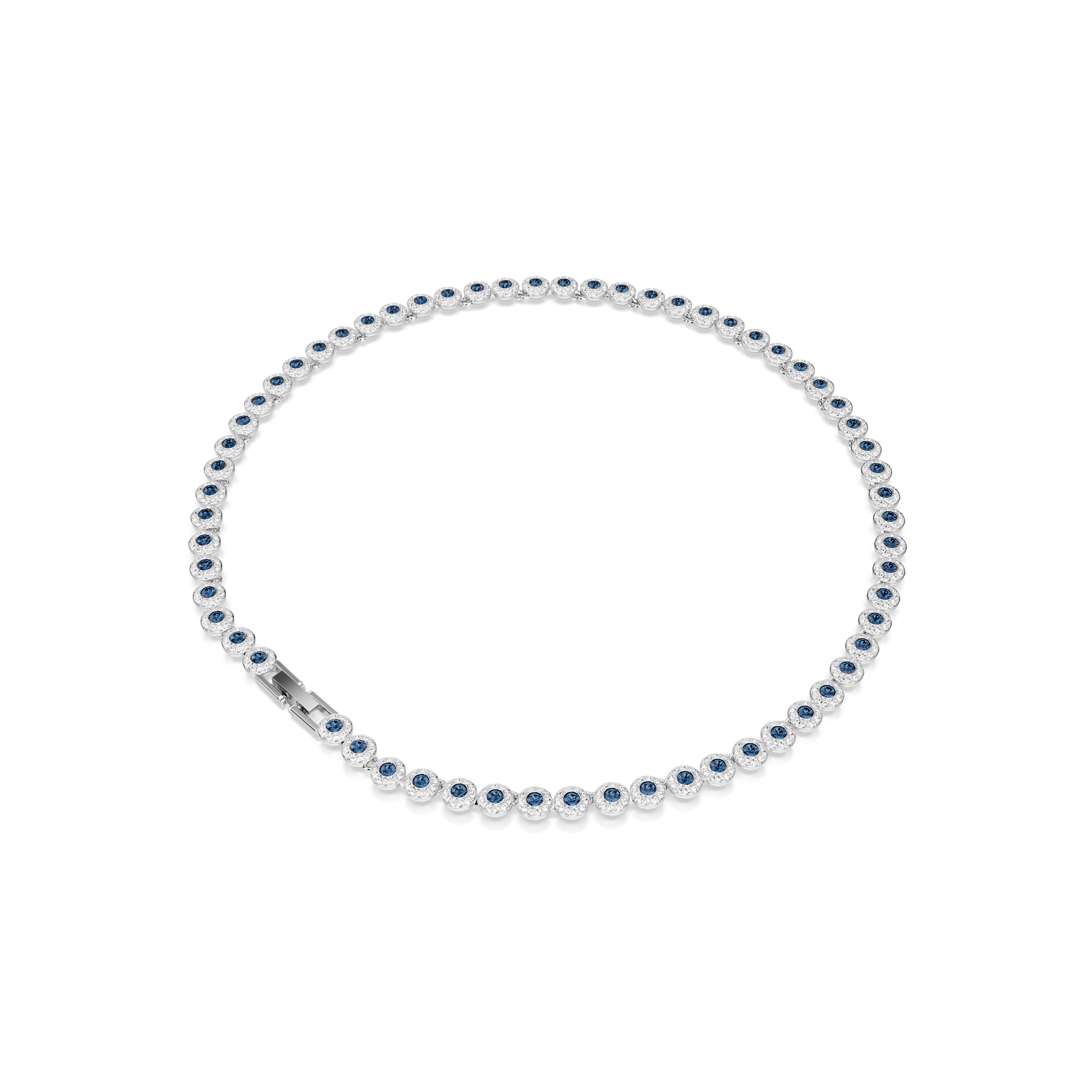 Una Angelic necklace, Round cut, Blue, Rhodium plated
