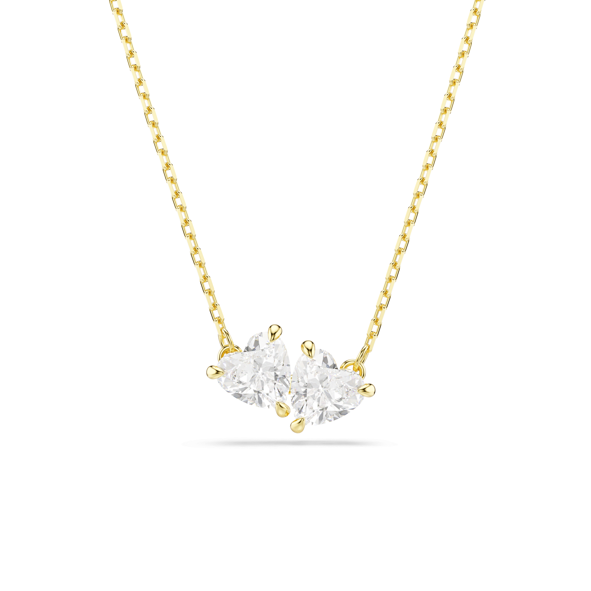 Mesmera necklace, Heart, White, 18K gold finish