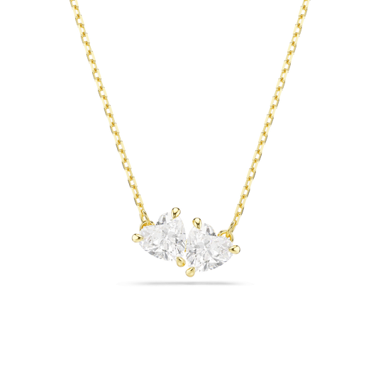 Mesmera necklace, Heart, White, 18K gold finish