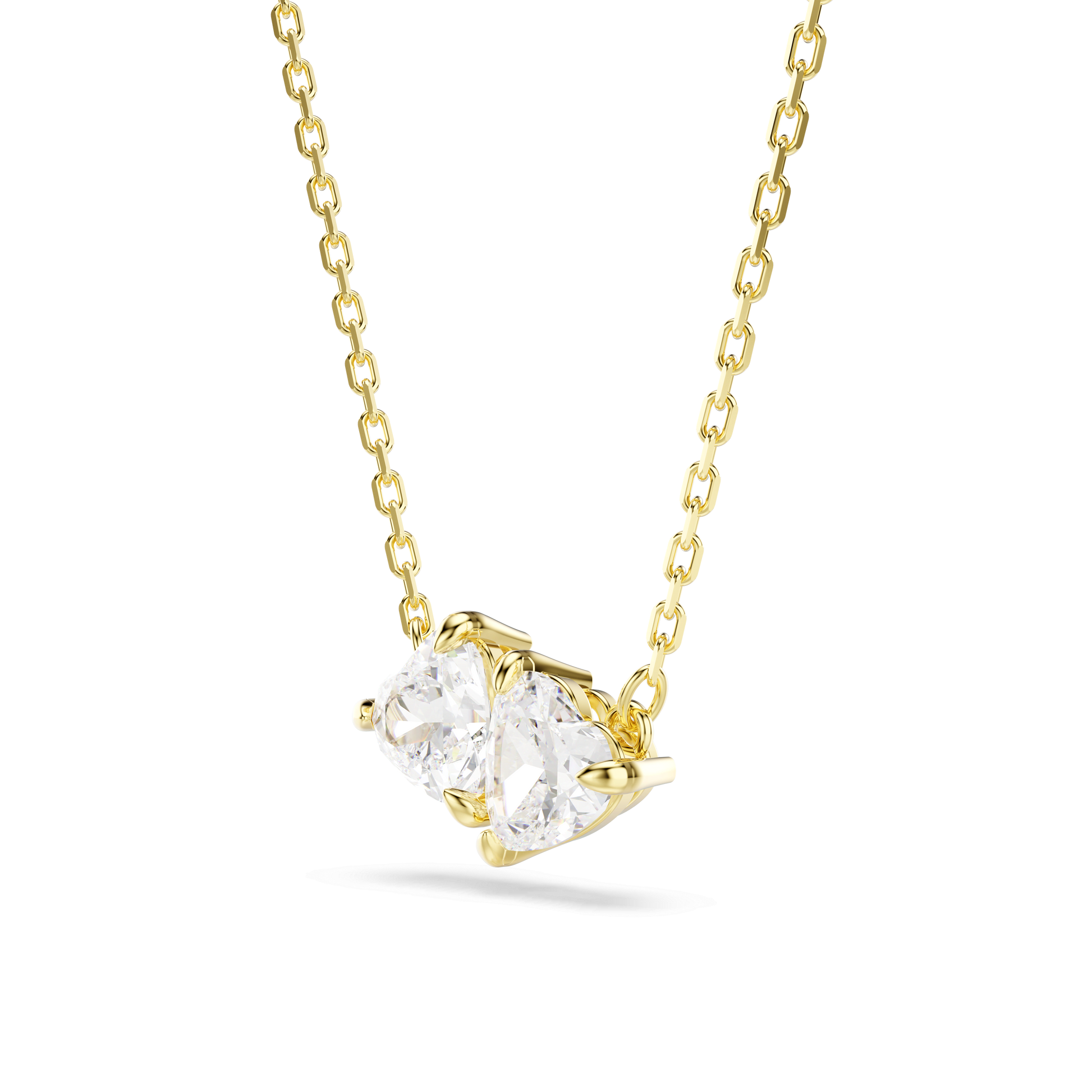 Mesmera necklace, Heart, White, 18K gold finish