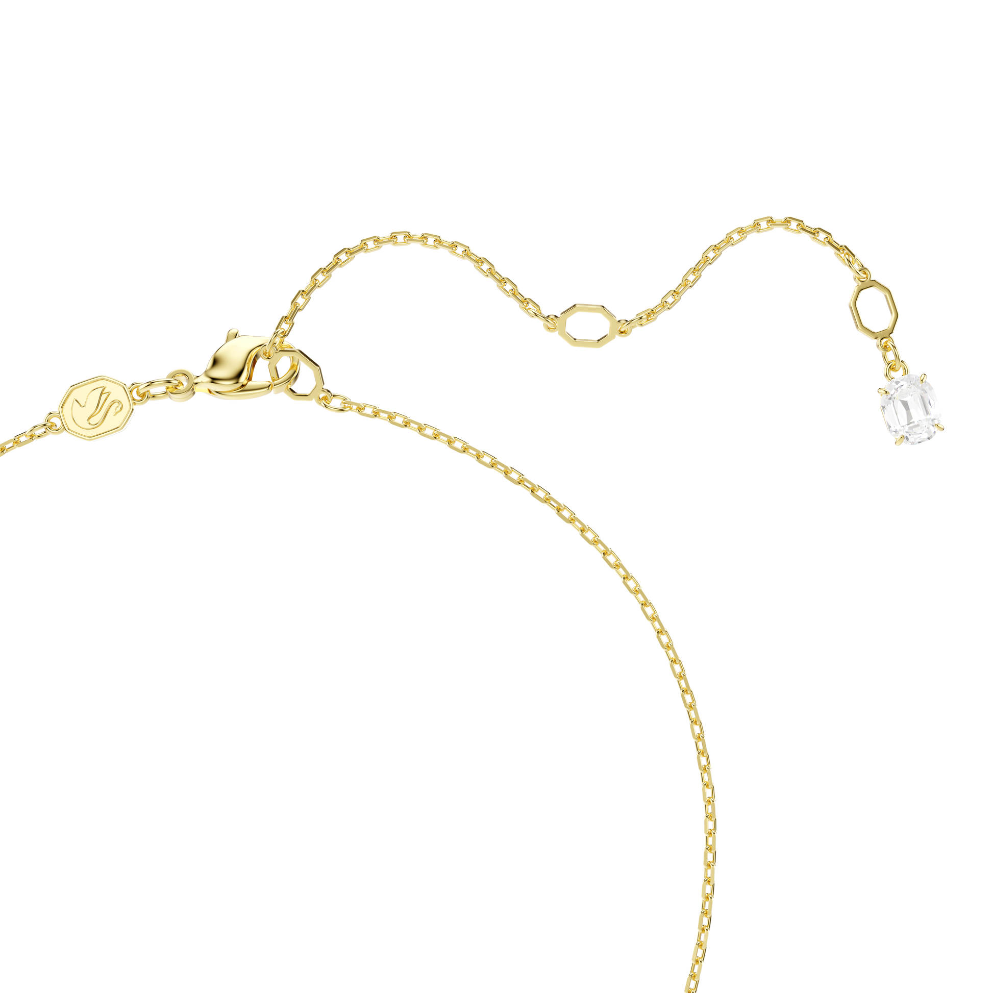 Mesmera necklace, Heart, White, 18K gold finish