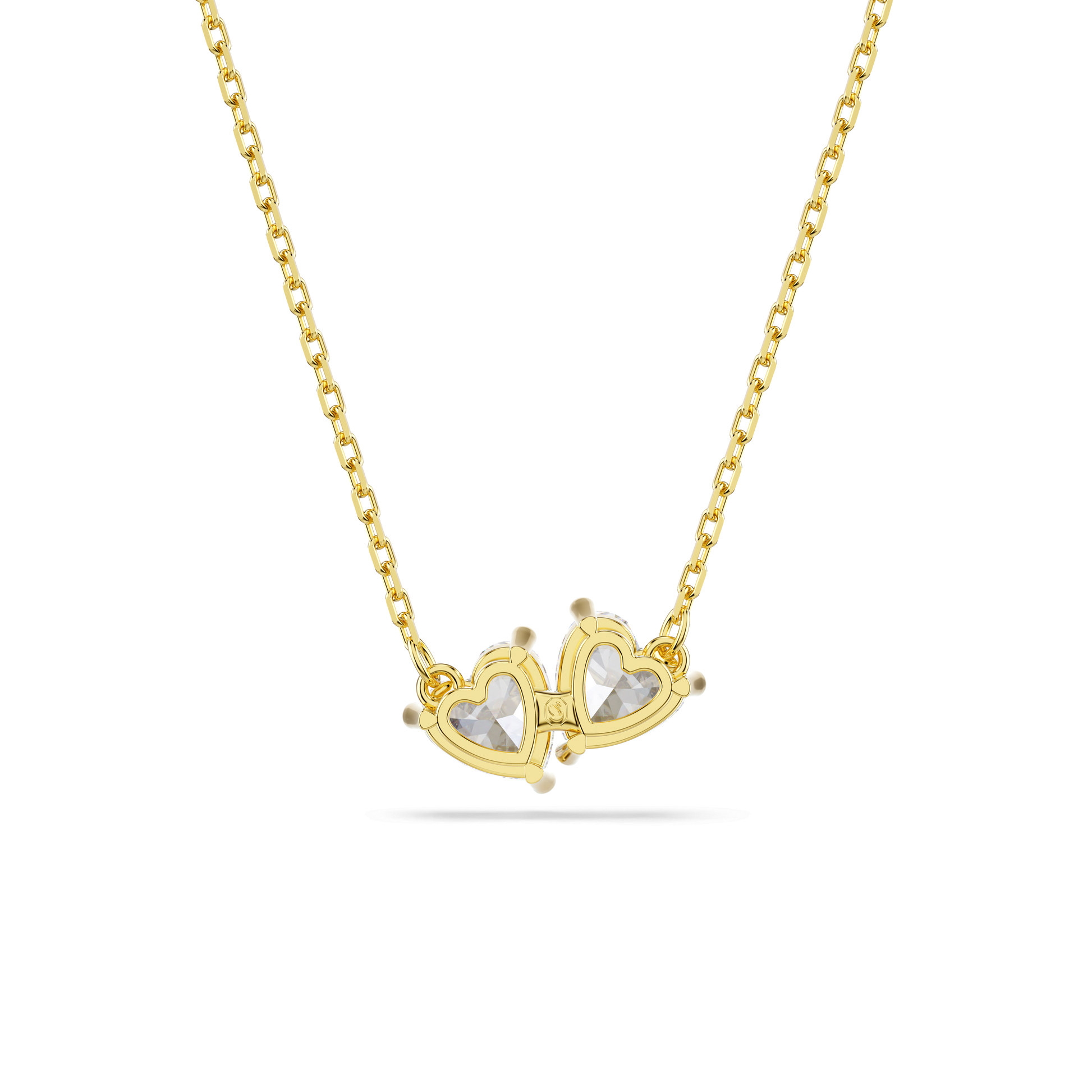 Mesmera necklace, Heart, White, 18K gold finish