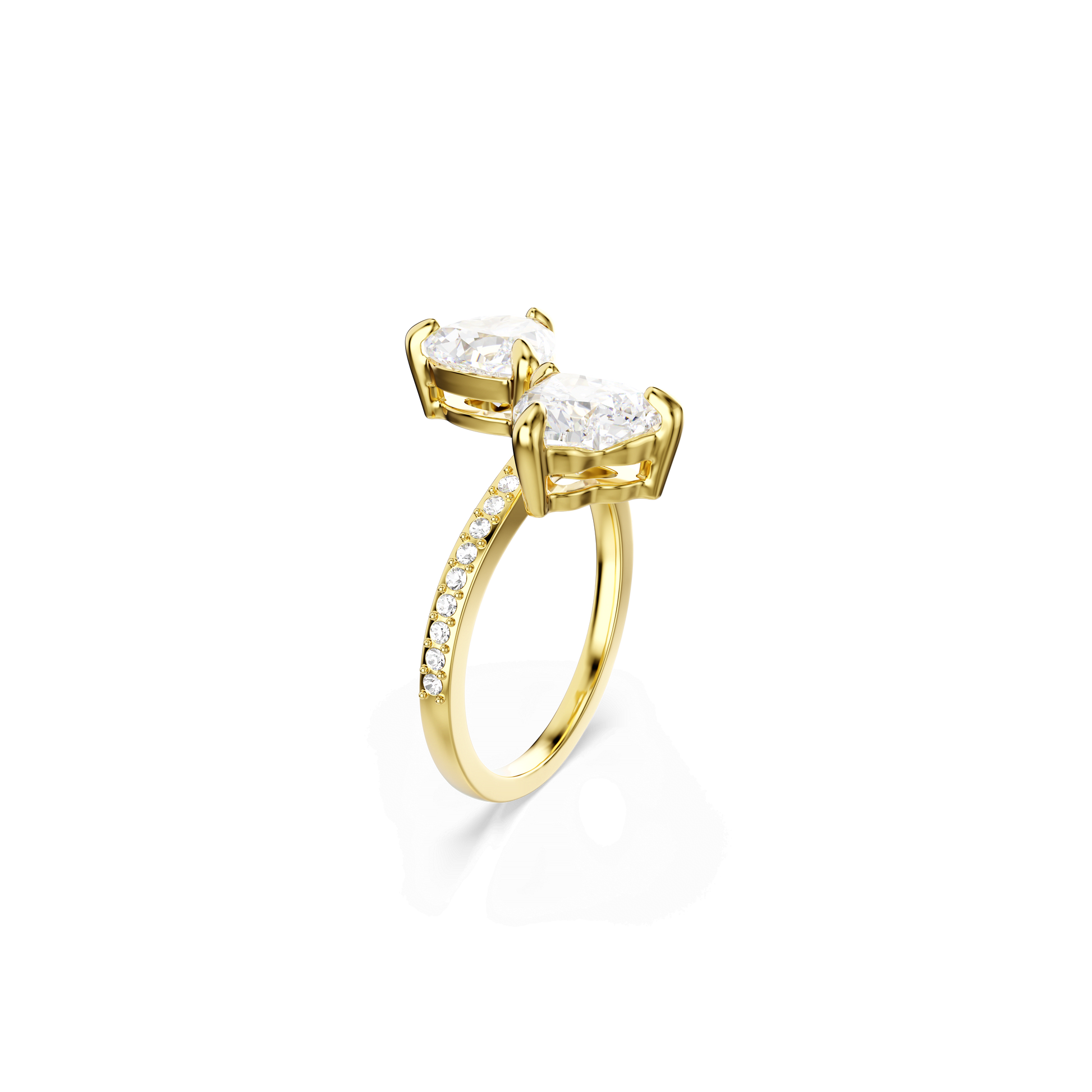 Mesmera open ring, Heart cut, Pavé, White, 18K gold finish